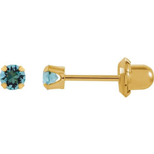 24K Gold-Plated Stainless Steel Imitation Blue Sapphire Earrings