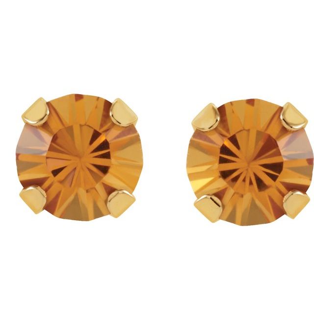 14K Yellow Imitation Mozambique Garnet Inverness® Piercing Earrings