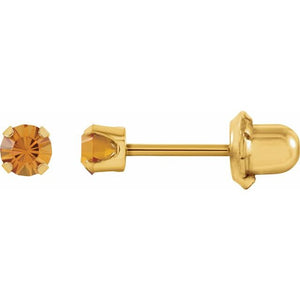 24K Gold-Plated Stainless Steel Imitation Blue Sapphire Earrings