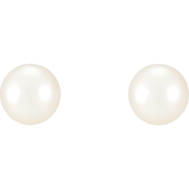 Sterling Silver 4-4.5 mm Cultured White Freshwater Pearl Earrings