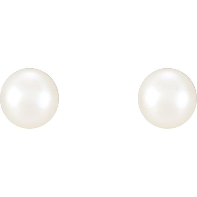 Sterling Silver 4-4.5 mm Cultured White Freshwater Pearl Earrings