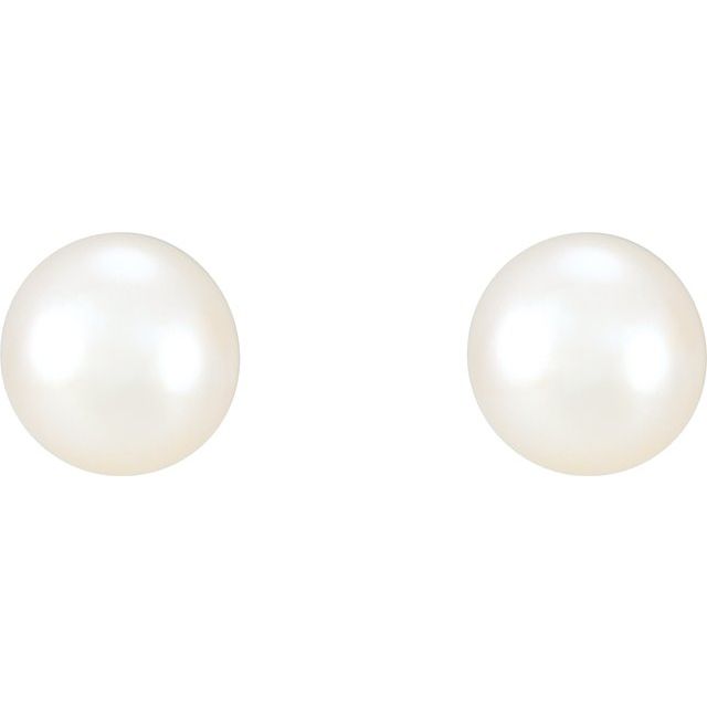 14K White Cultured White Freshwater Pearl Earrings