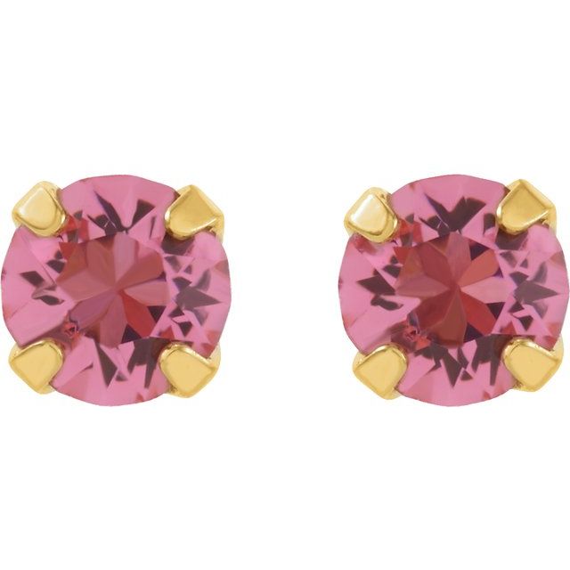 14K Yellow Imitation Mozambique Garnet Inverness® Piercing Earrings