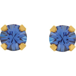 24K Gold-Plated Stainless Steel Imitation Blue Sapphire Earrings