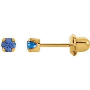 24K Gold-Plated Stainless Steel Imitation Blue Sapphire Earrings