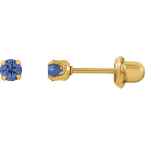 24K Gold-Plated Stainless Steel Imitation Blue Sapphire Earrings