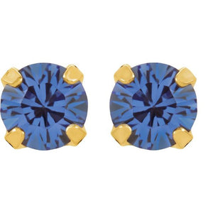 24K Gold-Plated Stainless Steel Imitation Blue Sapphire Earrings