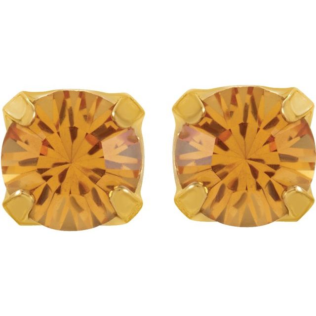 14K Yellow Imitation Mozambique Garnet Inverness® Piercing Earrings