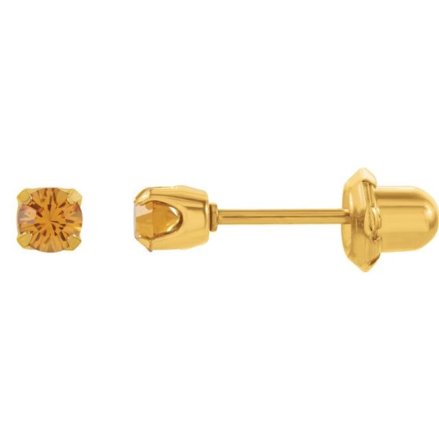 14K Yellow Imitation Mozambique Garnet Inverness® Piercing Earrings