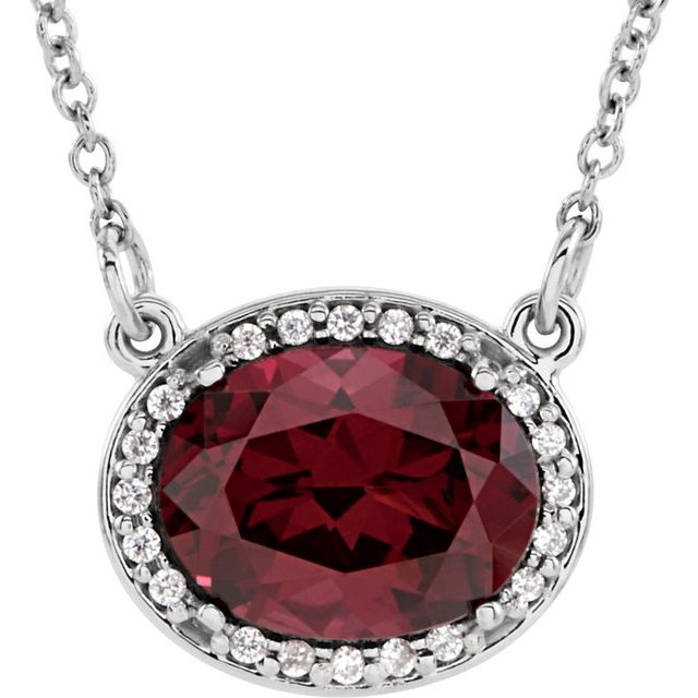 1/100 CTW Oval Natural Aquamarine and Diamond Necklace Crafted in 14K Gold