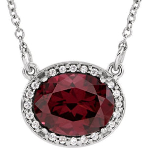 1/100 CTW Oval Natural Aquamarine and Diamond Necklace Crafted in 14K Gold