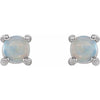 14K White Gold Natural Opal Stud Earrings â€“ Elegant 4 mm Design