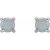 14K White 4 mm Natural White Opal Earrings