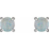 14K White Gold Natural Opal Stud Earrings â€“ Elegant 4 mm Design