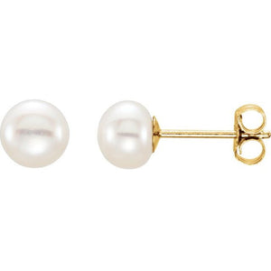 14K Gold Freshwater White Cultured Pearl Earrings