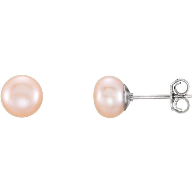 14K Yellow 5-6 mm Cultured White Freshwater Pearl Earrings