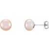 14K Yellow 5-6 mm Cultured White Freshwater Pearl Earrings