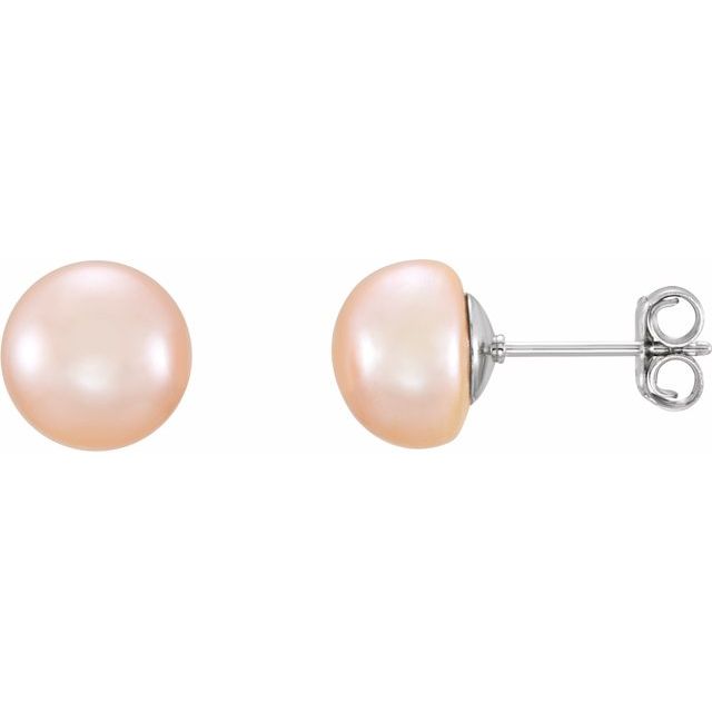 14K Yellow 5-6 mm Cultured White Freshwater Pearl Earrings