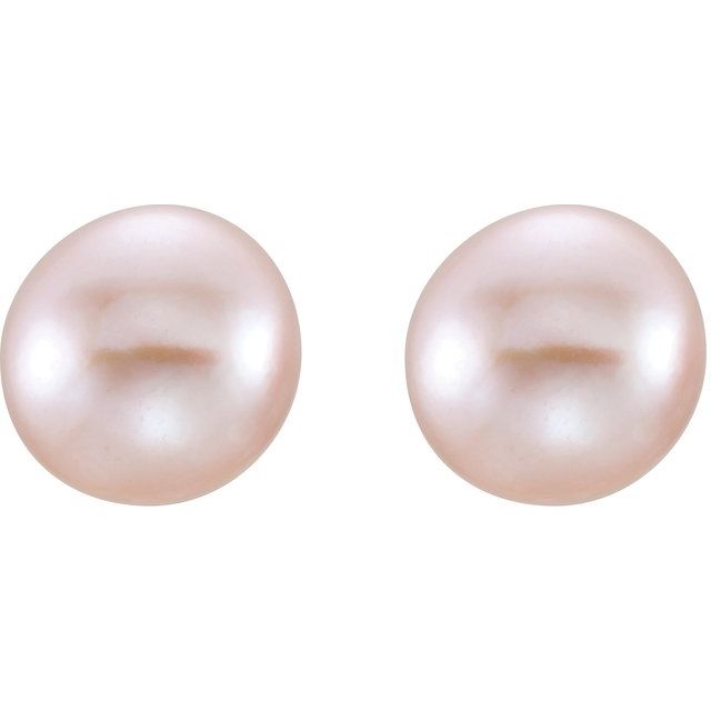 14K Yellow 5-6 mm Cultured White Freshwater Pearl Earrings