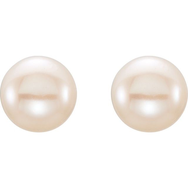 14K Yellow 5-6 mm Cultured White Freshwater Pearl Earrings