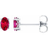 14K White Gold Oval Natural Mozambique Garnet Earrings - Elegant Design