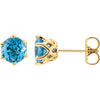 14K White Natural Swiss Blue Topaz Earrings