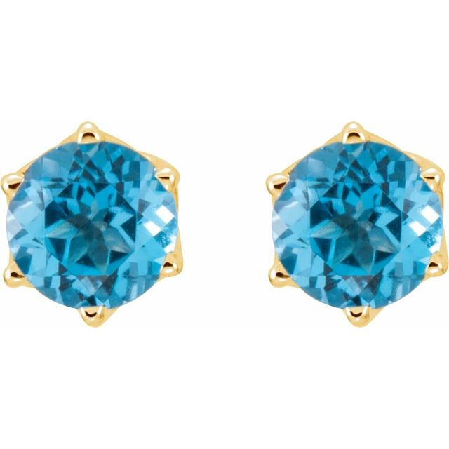 14K White Natural Swiss Blue Topaz Earrings