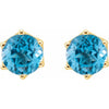 14K White Natural Swiss Blue Topaz Earrings