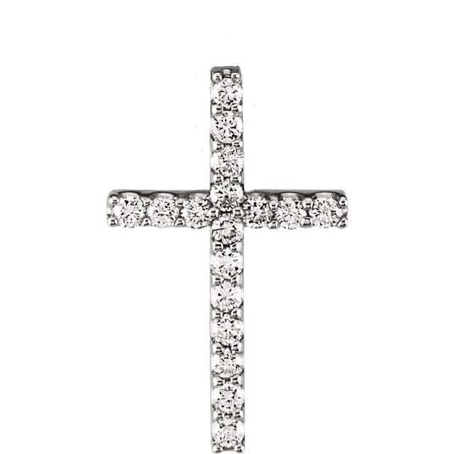 14K Yellow Gold Petite Cross Pendant with 1/2 CTW Natural Diamonds