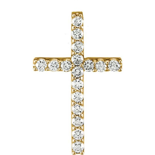 14K White Gold 1/6 CTW Natural Diamond Petite Cross Necklace