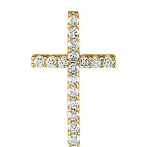 14K White Gold 1/6 CTW Natural Diamond Petite Cross Necklace