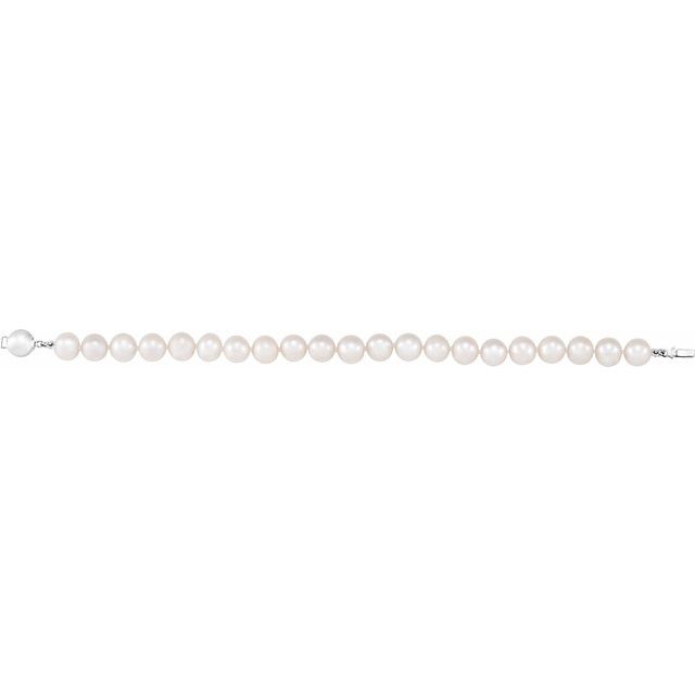 Sterling Silver 42" Strand with 8-9 mm Cultured White Freshwater Pearls