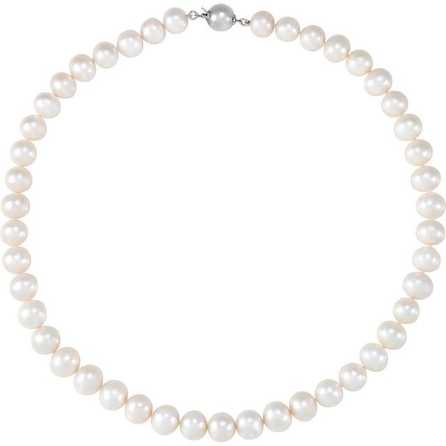 Sterling Silver Cultured White Freshwater Pearl 18" Necklace