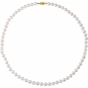Cultured White Akoya Pearl Necklace in 14K Gold