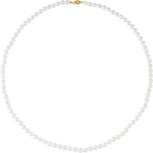 Cultured White Akoya Pearl Necklace in 14K Gold