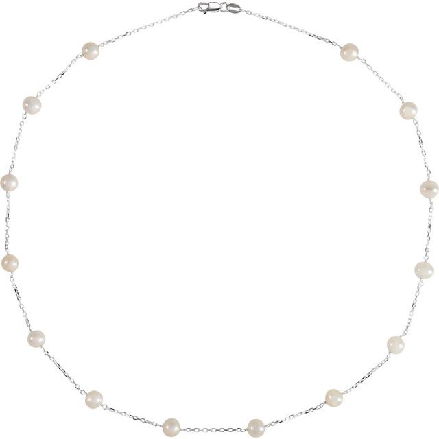 14K Gold Cultured White Freshwater Pearl Bracelet