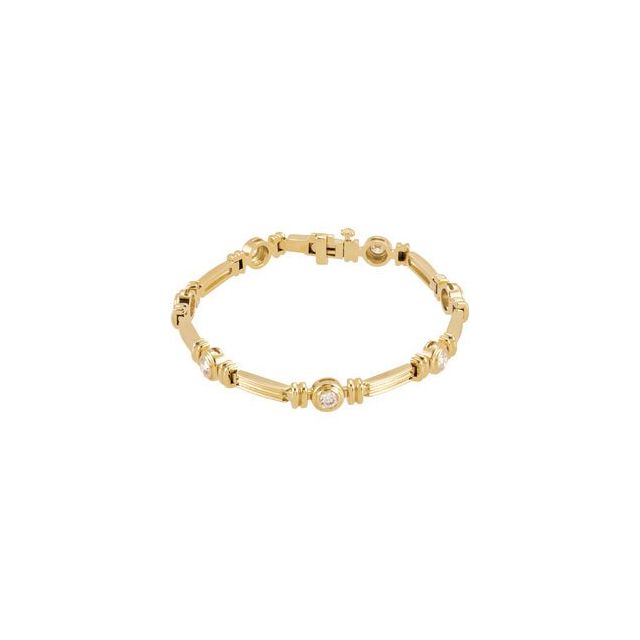 14K Gold 1 Ctw Natural Diamond Line Bracelet