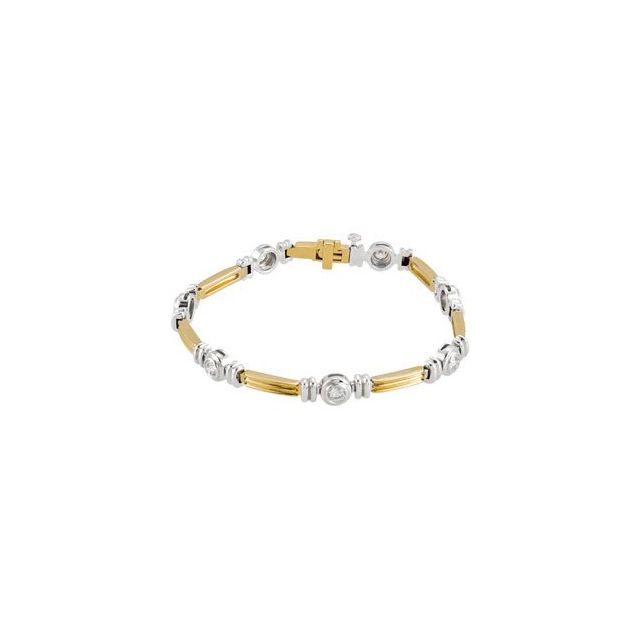 14K Gold 1 Ctw Natural Diamond Line Bracelet