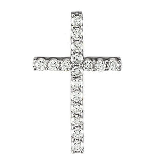 14K White Gold 1/6 CTW Natural Diamond Petite Cross Necklace