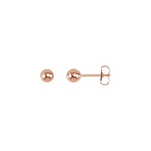 14K Rose Gold 4 mm Polished Ball Stud Earrings – Elegant Shine
