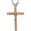 14K White Natural Blue Sapphire Petite Cross 16