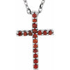 14K White Gold Petite Cross Necklace with Natural Blue Sapphires - 16 Inches