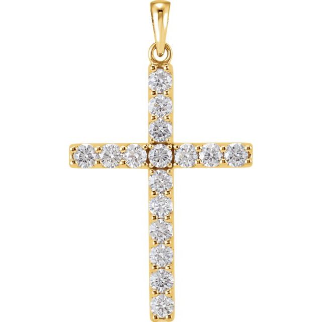 14K Yellow 1/4 CTW Natural Diamond Cross Pendant