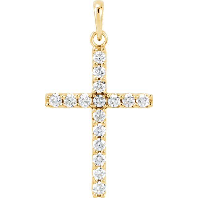 14K Yellow Gold 1/4 CTW Natural Diamond Cross Necklace