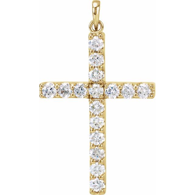 14K Yellow Gold 1/4 CTW Natural Diamond Cross Necklace