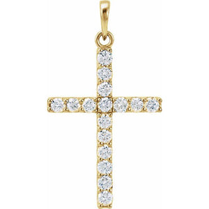 1/10 CTW Natural Diamond Cross Pendant in 14K Gold, Silver & Platinum