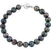 Sterling Silver, 8-9 mm Black Freshwater Pearl Bracelet - Elegant Design