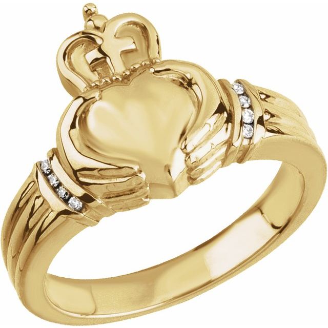 Natural Diamond Claddagh Band | 14K Gold | .03 - .04 CTW | Round | Polished
