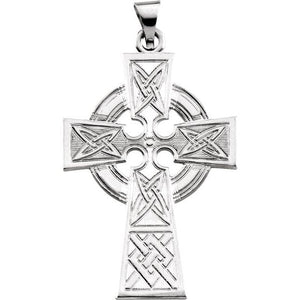 14K Yellow Gold Celtic Cross Pendant - Intricate Design, 33x23 mm