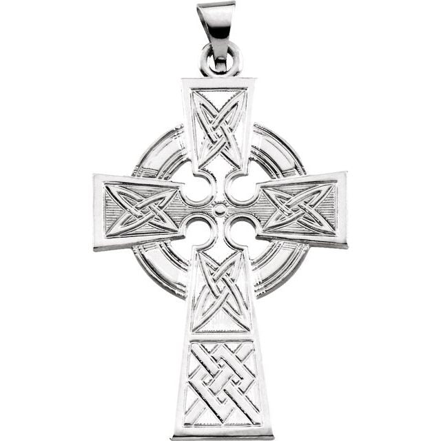 14K Yellow Gold Celtic Cross Pendant - Elegant Design 33x23 mm